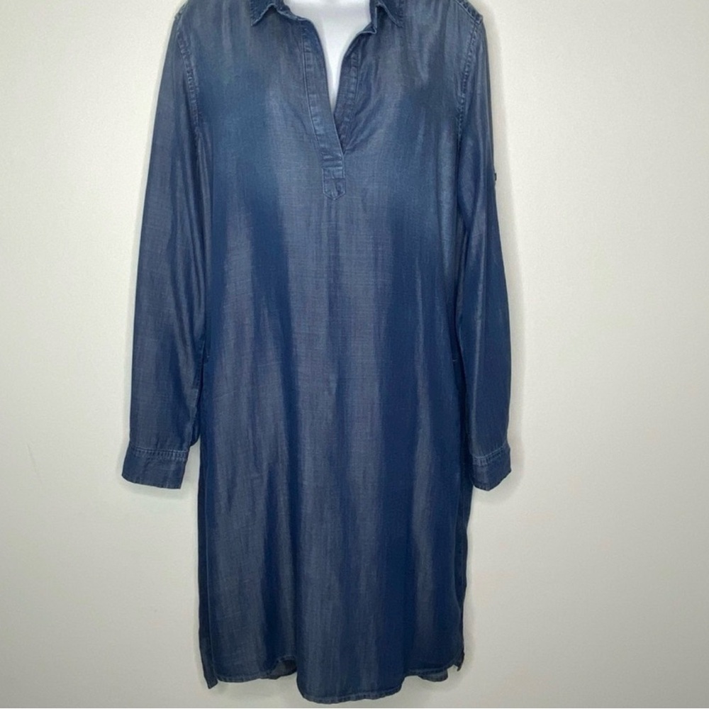 Anthropologie Cloth & Stone Dark Denim Shirt Dress - Picture 4 of 6